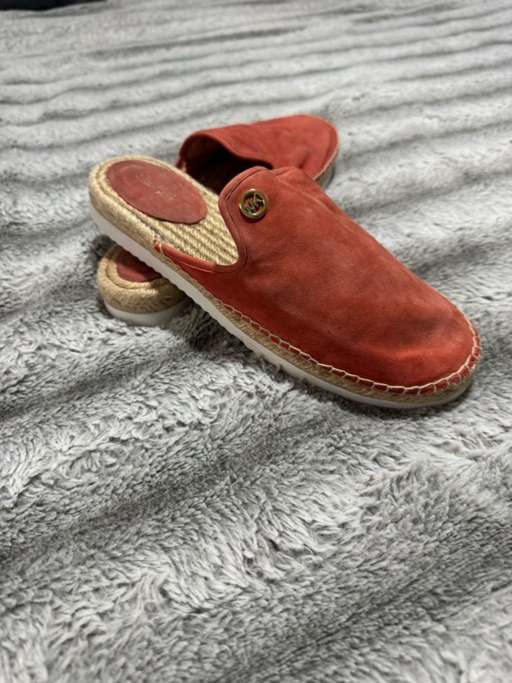 Michael Kors Suede Espadrille Mule orange with Gold Logo